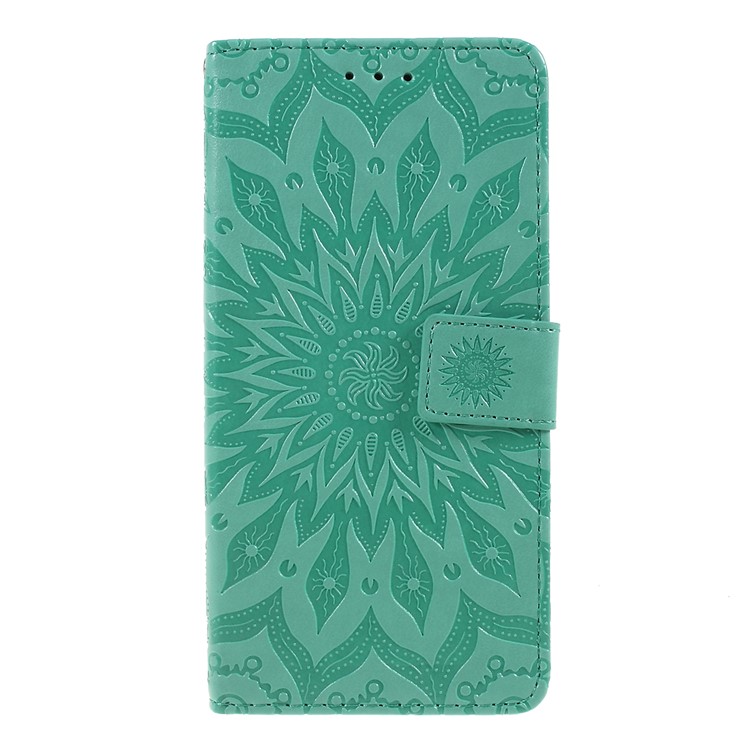 Funda De Cuero Con Estampado De Girasol Para Google Pixel 3a XL - Cian-1