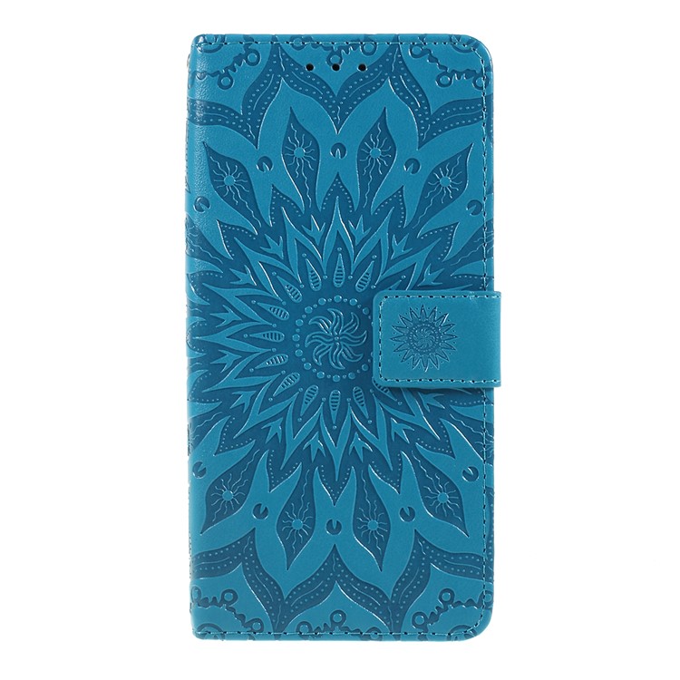 Imprint Sunflower Wallet Leather Stand Case for Google Pixel 3a XL - Blue-1