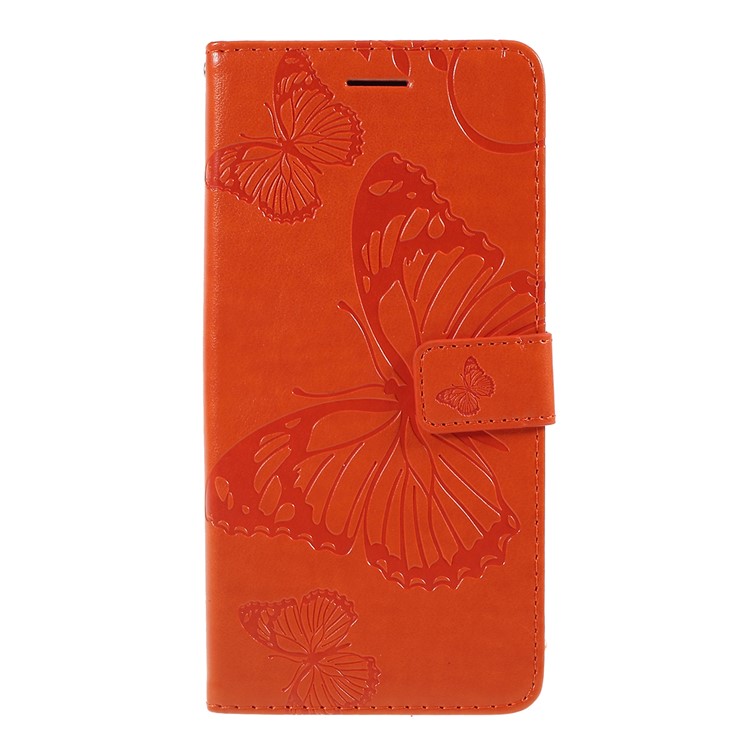 Imprinted Butterfly PU Leather Folio Flip Cover with Wallet Stand for Google Pixel 3a XL - Orange-1