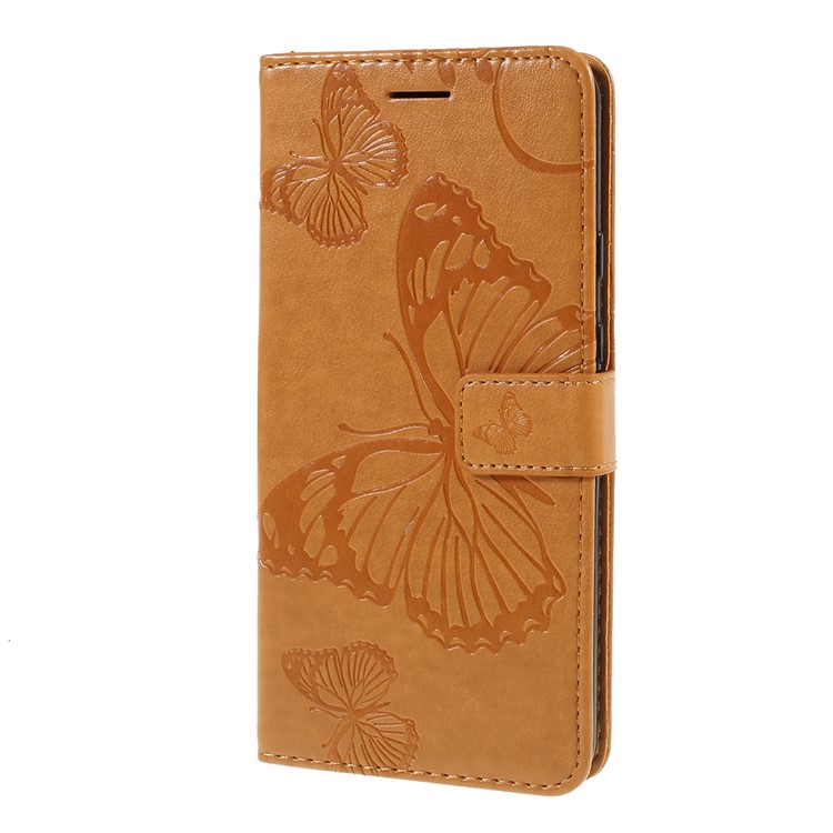 Imprinted Butterfly PU Leather Folio Flip Cover with Wallet Stand for Google Pixel 3a XL - Brown-6