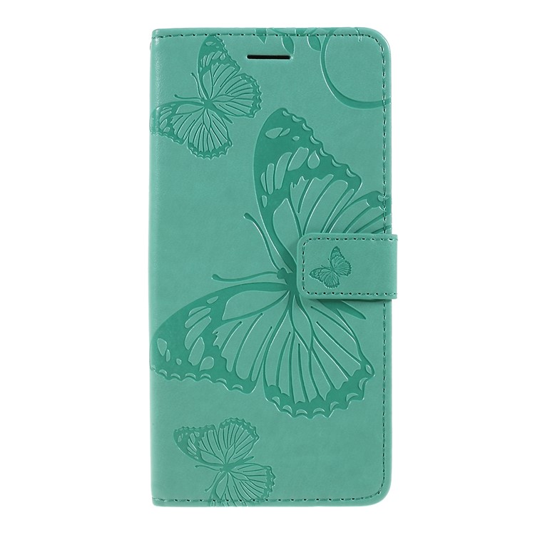Imprinted Butterfly PU Leather Folio Flip Cover with Wallet Stand for Google Pixel 3a XL - Green-1