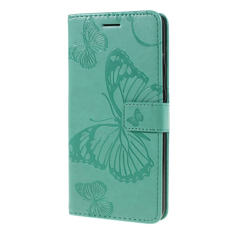 Imprinted Butterfly PU Leather Folio Flip Cover with Wallet Stand for Google Pixel 3a XL - Green-6