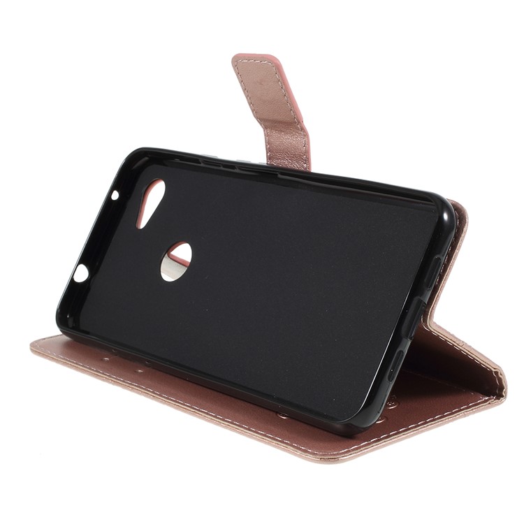 Imprint Butterfly Leather Wallet Mobile Case for Google Pixel 3a - Rose Gold-2