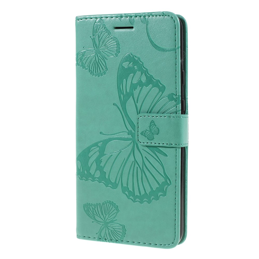 Imprint Butterfly Leather Wallet Mobile Case for Google Pixel 3a - Cyan-6
