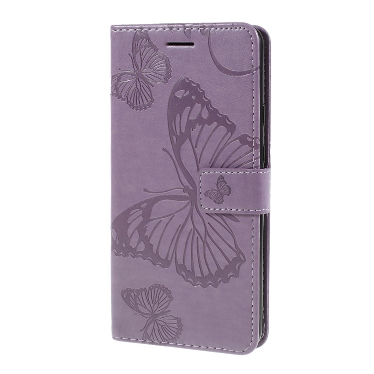 Imprint Butterfly Leather Wallet Mobile Case for Google Pixel 3a - Purple-6