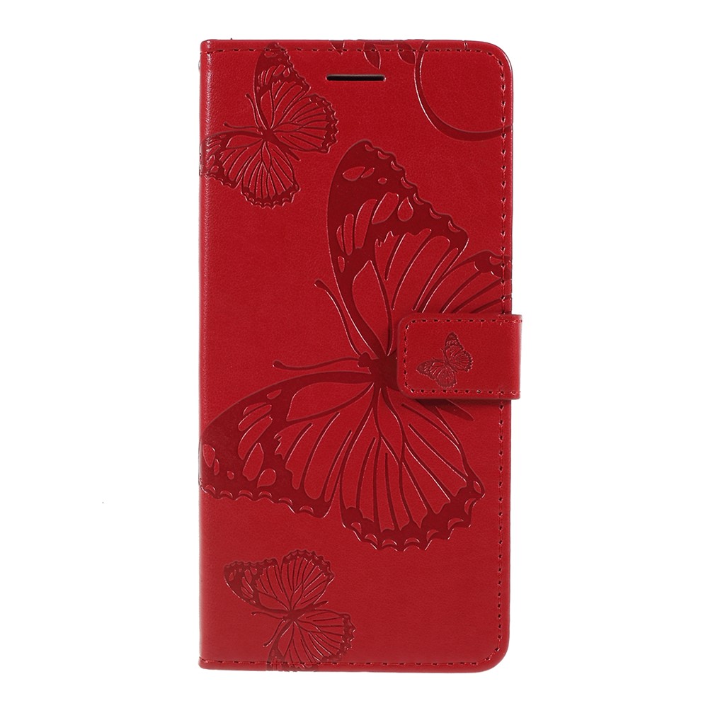 Impressum Schmetterling Leder Brieftasche Handyhülle Für Google Pixel 3a - Rot-1