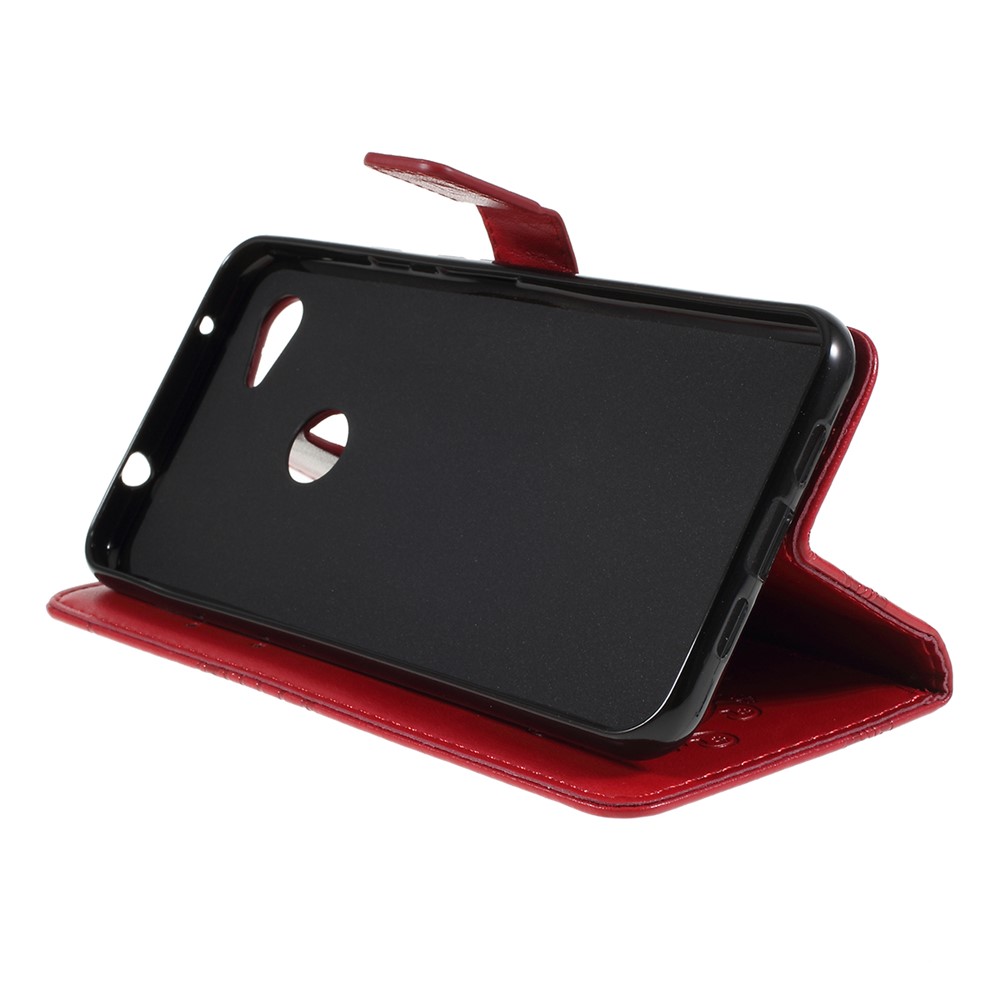 Impressum Schmetterling Leder Brieftasche Handyhülle Für Google Pixel 3a - Rot-2