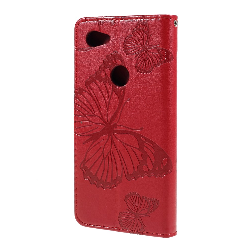 Impressum Schmetterling Leder Brieftasche Handyhülle Für Google Pixel 3a - Rot-7