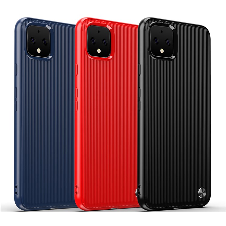 Stripe Texture Soft TPU Phone Case Shell for Google Pixel 4 XL - Red-2