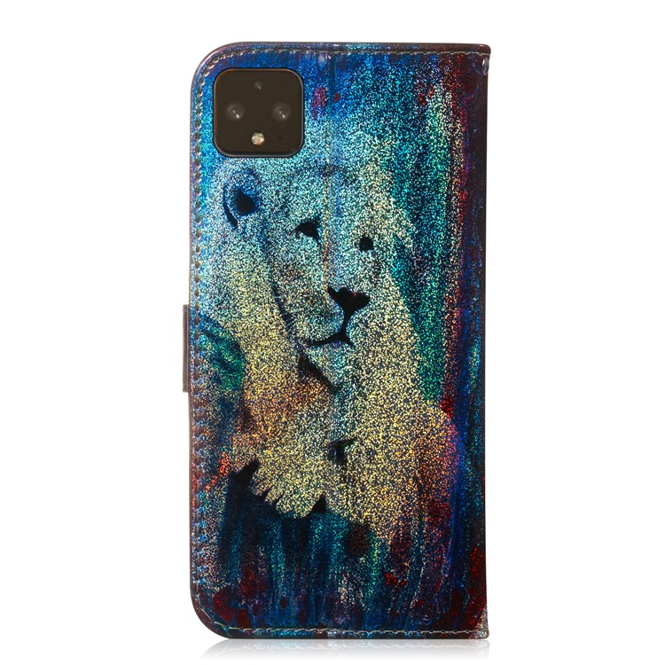 Pattern Printing Magnetic Leather Wallet Case for Google Pixel 4 XL - Lion-3