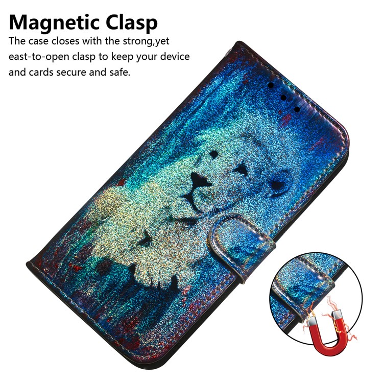 Pattern Printing Magnetic Leather Wallet Case for Google Pixel 4 XL - Lion-4