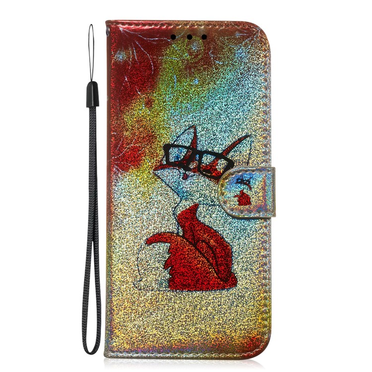 Pattern Printing Magnetic Leather Wallet Case for Google Pixel 4 XL - Fox Wearing Glasses-2