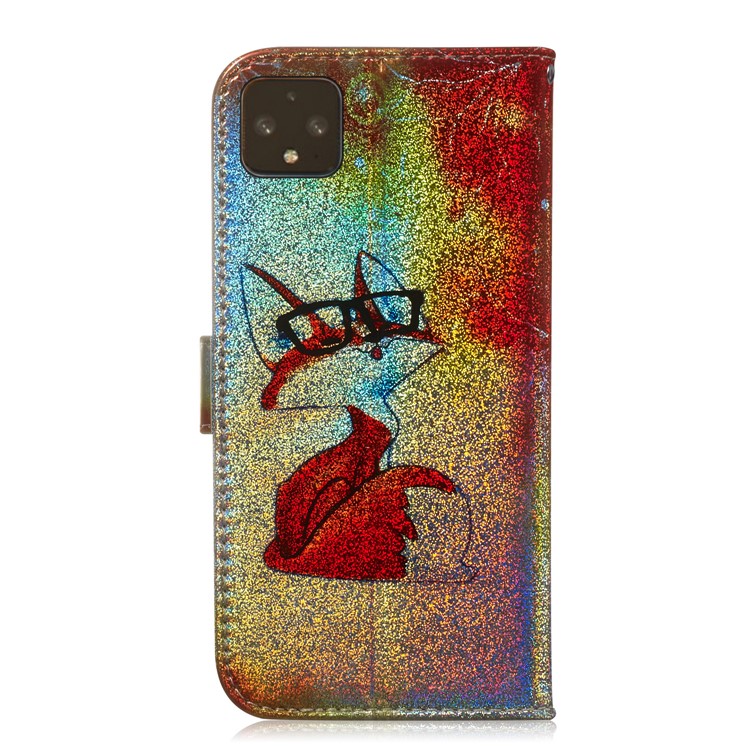 Pattern Printing Magnetic Leather Wallet Case for Google Pixel 4 XL - Fox Wearing Glasses-3