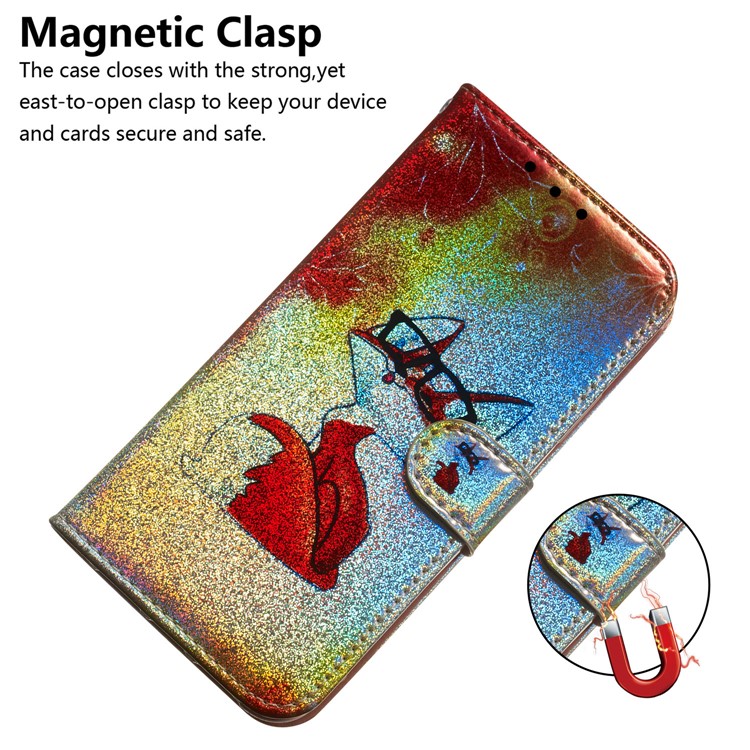 Pattern Printing Magnetic Leather Wallet Case for Google Pixel 4 XL - Fox Wearing Glasses-4