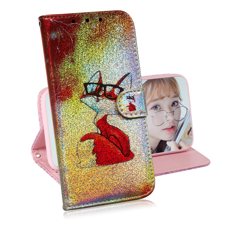 Pattern Printing Magnetic Leather Wallet Case for Google Pixel 4 XL - Fox Wearing Glasses-7