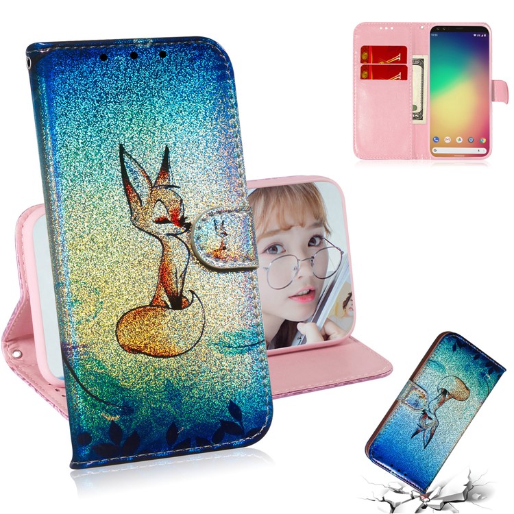 Pattern Printing Magnetic Leather Wallet Case for Google Pixel 4 XL - Fox-1