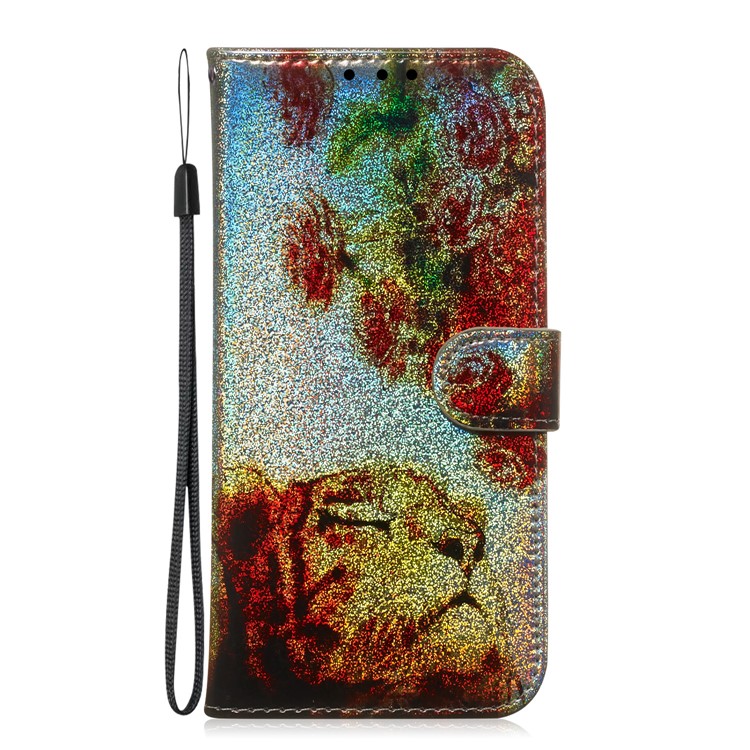 Musterdruck Magnetleder Brieftasche Für Google Pixel 4 XL - Blume Und Löwe-2