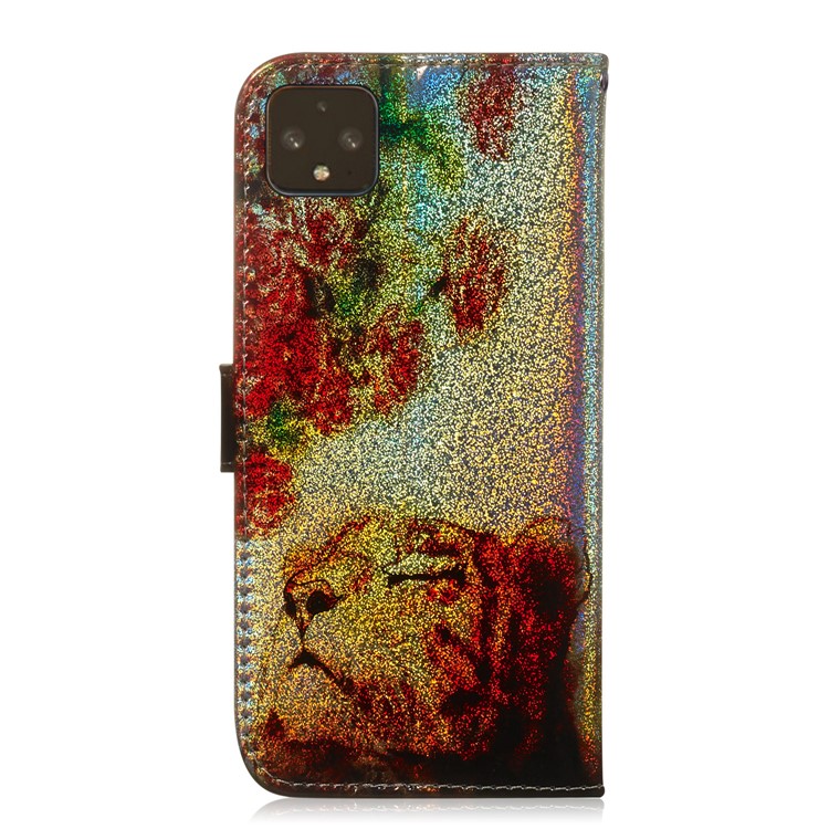 Musterdruck Magnetleder Brieftasche Für Google Pixel 4 XL - Blume Und Löwe-3