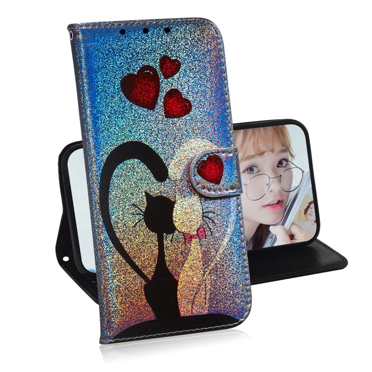 Pattern Printing Magnetic Leather Wallet Case for Google Pixel 4 XL - Cats and Hearts-7
