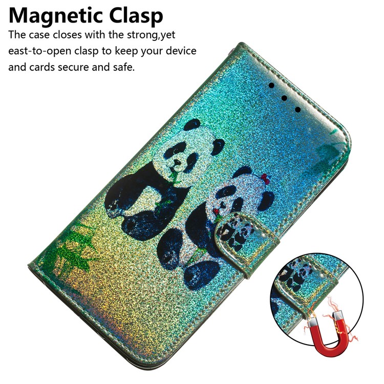 Pattern Printing Magnetic Leather Wallet Case for Google Pixel 4 XL - Pandas-4