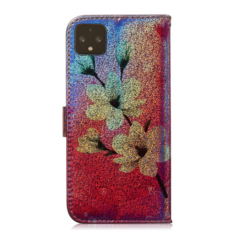 Шаблон Печати Сотовый Телефон Кожаный Чехол Кошелек Для Google Pixel 4 - Цветы-3