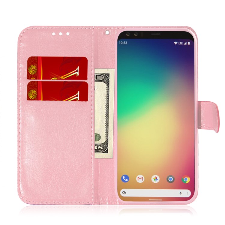 Шаблон Печати Сотовый Телефон Кожаный Чехол Кошелек Для Google Pixel 4 - Цветы-8