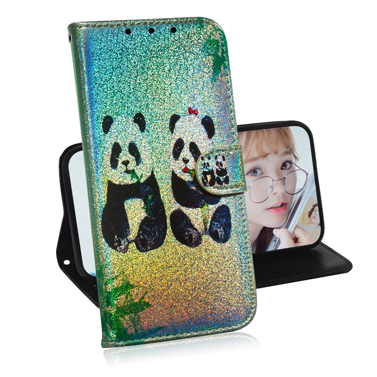 Lederner Mappenkasten Des Musterdruckhandys Für Google Pixel 4 - Pandas-7