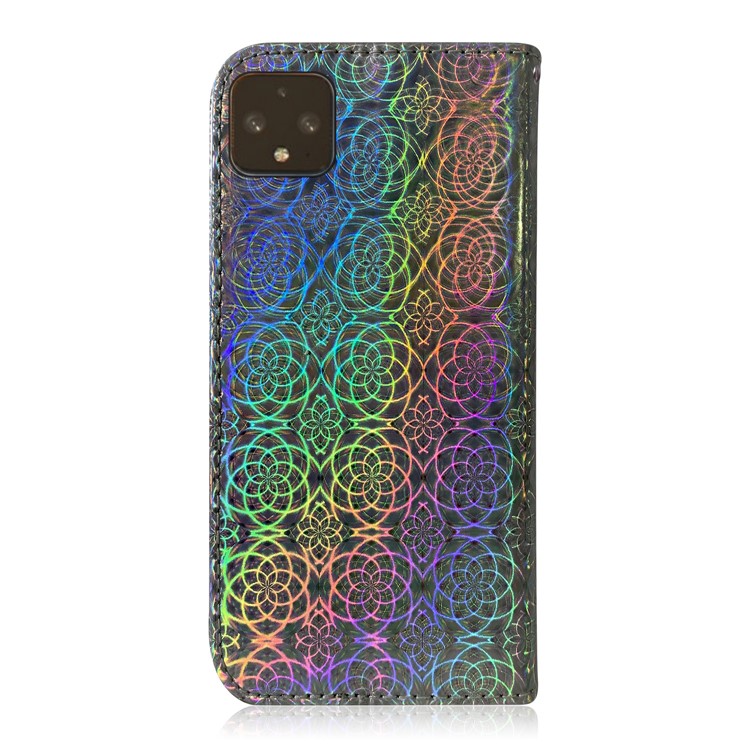 Flower Pattern PU Leather Wallet Stand Phone Cover with Strap for Google Pixel 4 XL - Grey-3