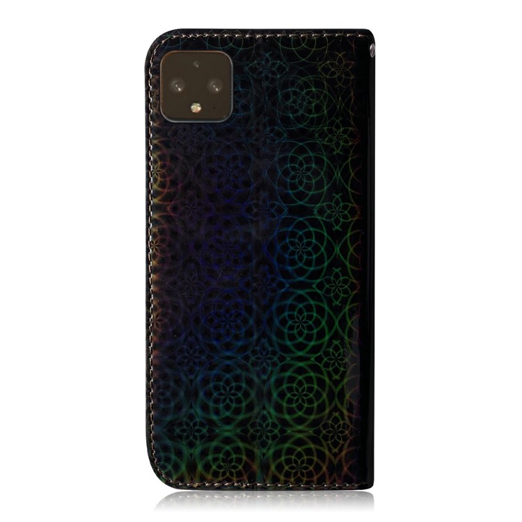 Flower Pattern PU Leather Wallet Stand Phone Cover with Strap for Google Pixel 4 XL - Black-3