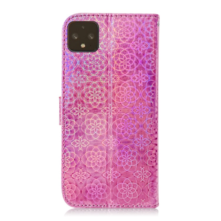 Flower Pattern PU Leather Wallet Stand Phone Cover with Strap for Google Pixel 4 XL - Pink-3