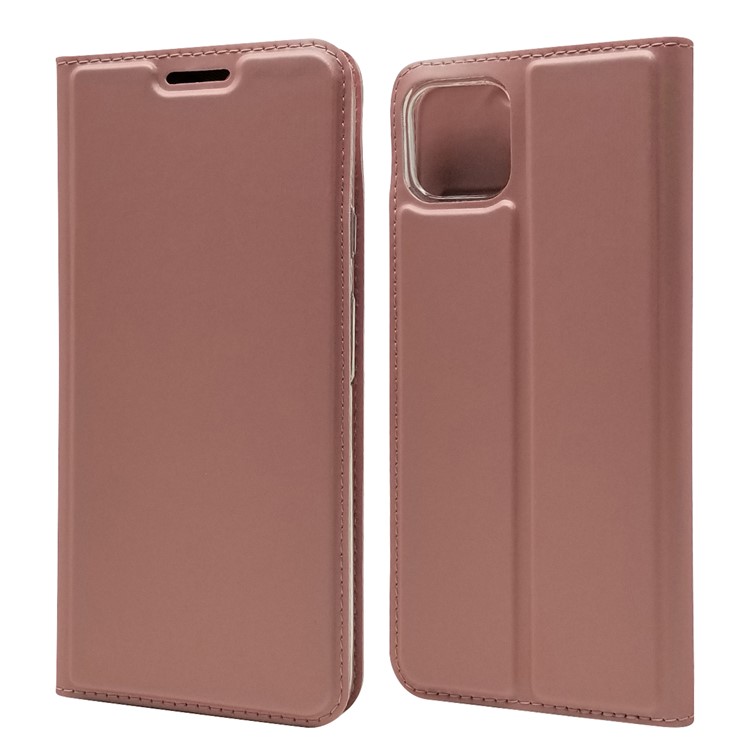 Magnetic Closure Leather Card Holder Phone Case for Google Pixel 4 - Rose Gold-2