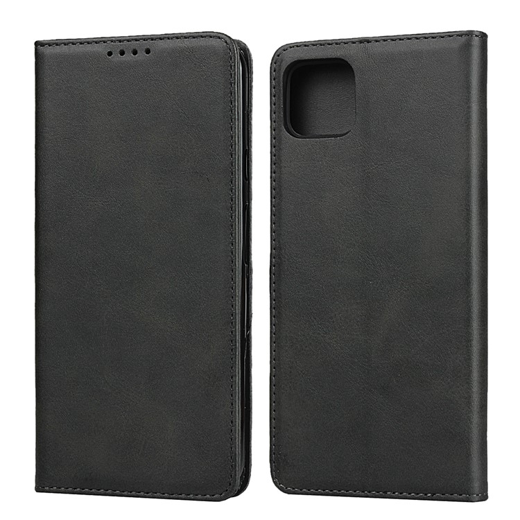 Auto-absorbed Leather Wallet Stand Protective Case for Google Pixel 4 - Black-1