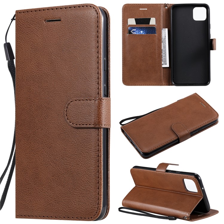 Wallet Leather Stand Case for Google Pixel 4 XL - Brown-1