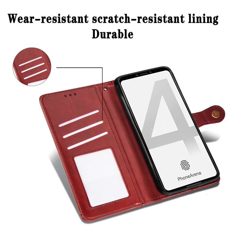 Leather Stand Case with Card Slots for Google Pixel 4 - Red-10