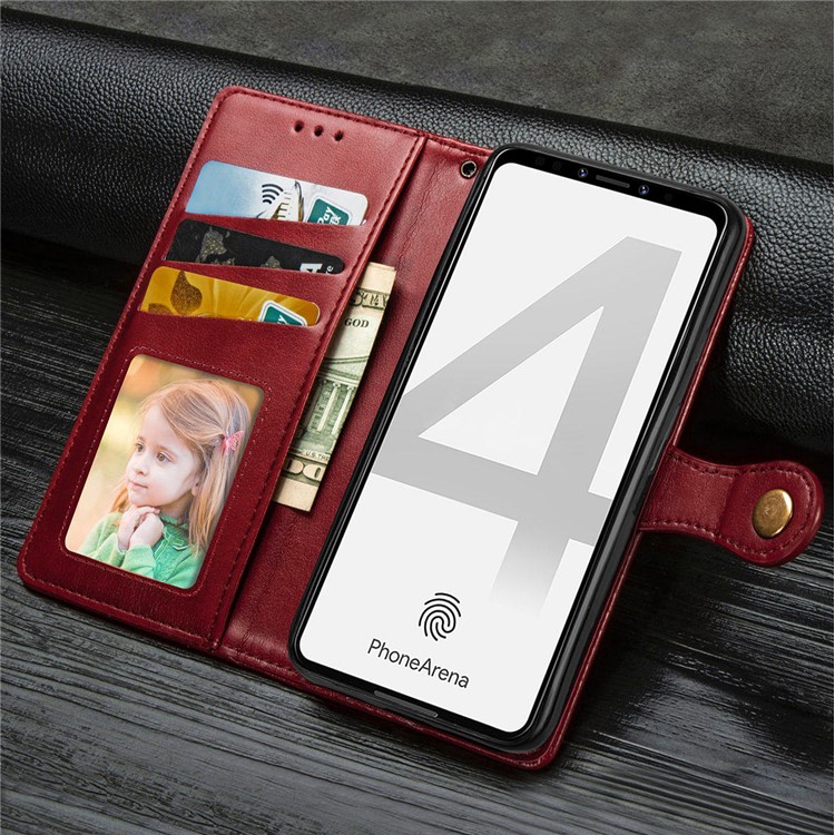Leather Stand Case with Card Slots for Google Pixel 4 - Red-13