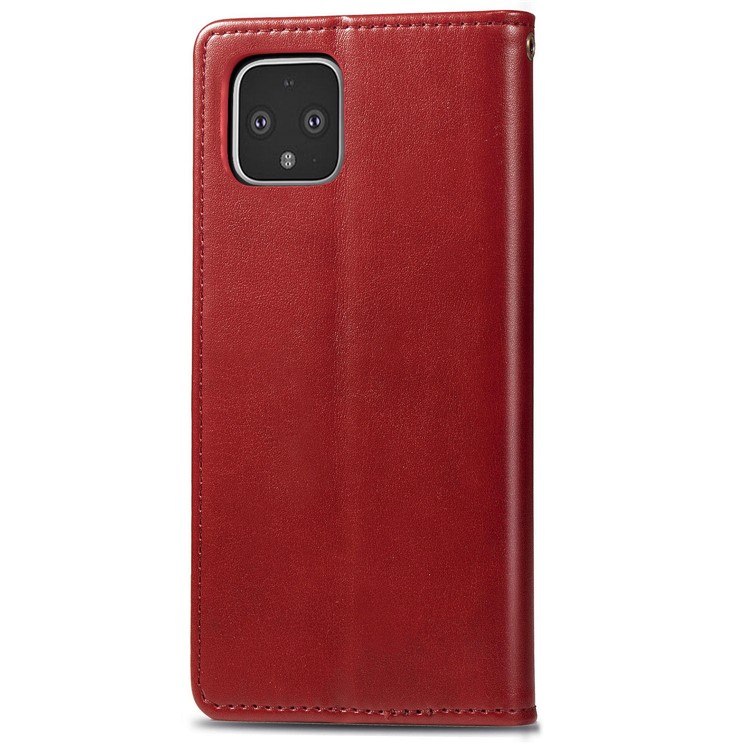 Leather Stand Case with Card Slots for Google Pixel 4 - Red-3