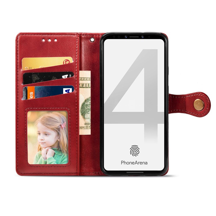 Leather Stand Case with Card Slots for Google Pixel 4 - Red-4