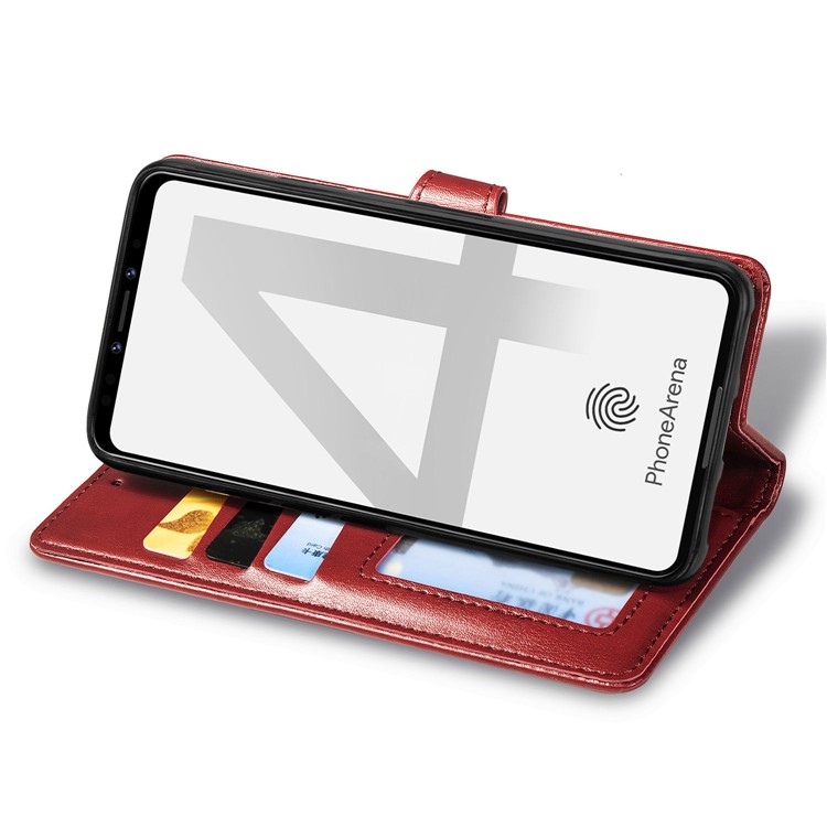 Leather Stand Case with Card Slots for Google Pixel 4 - Red-5