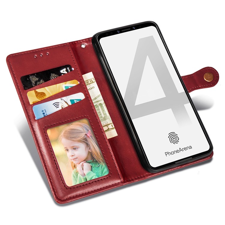 Leather Stand Case with Card Slots for Google Pixel 4 - Red-7