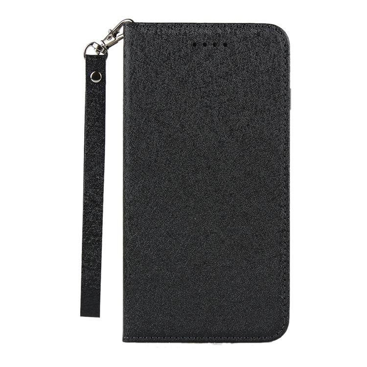 Silk Texture Wallet Stand Cell Phone Cover for Google Pixel 3a XL - Black-2