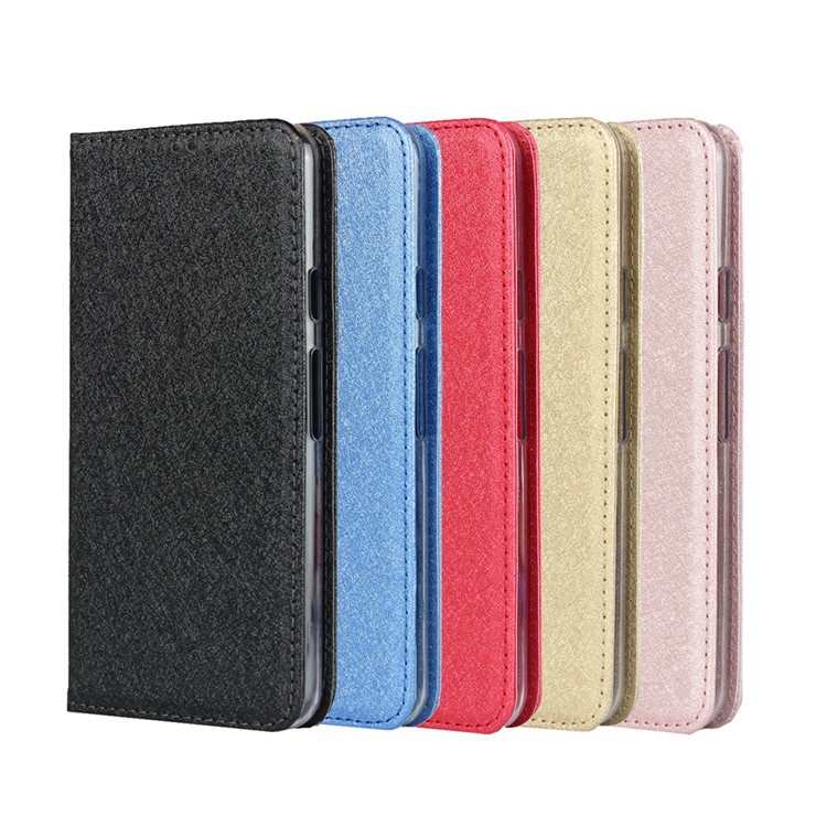 Silk Texture Wallet Stand Cell Phone Cover for Google Pixel 3a XL - Black-8