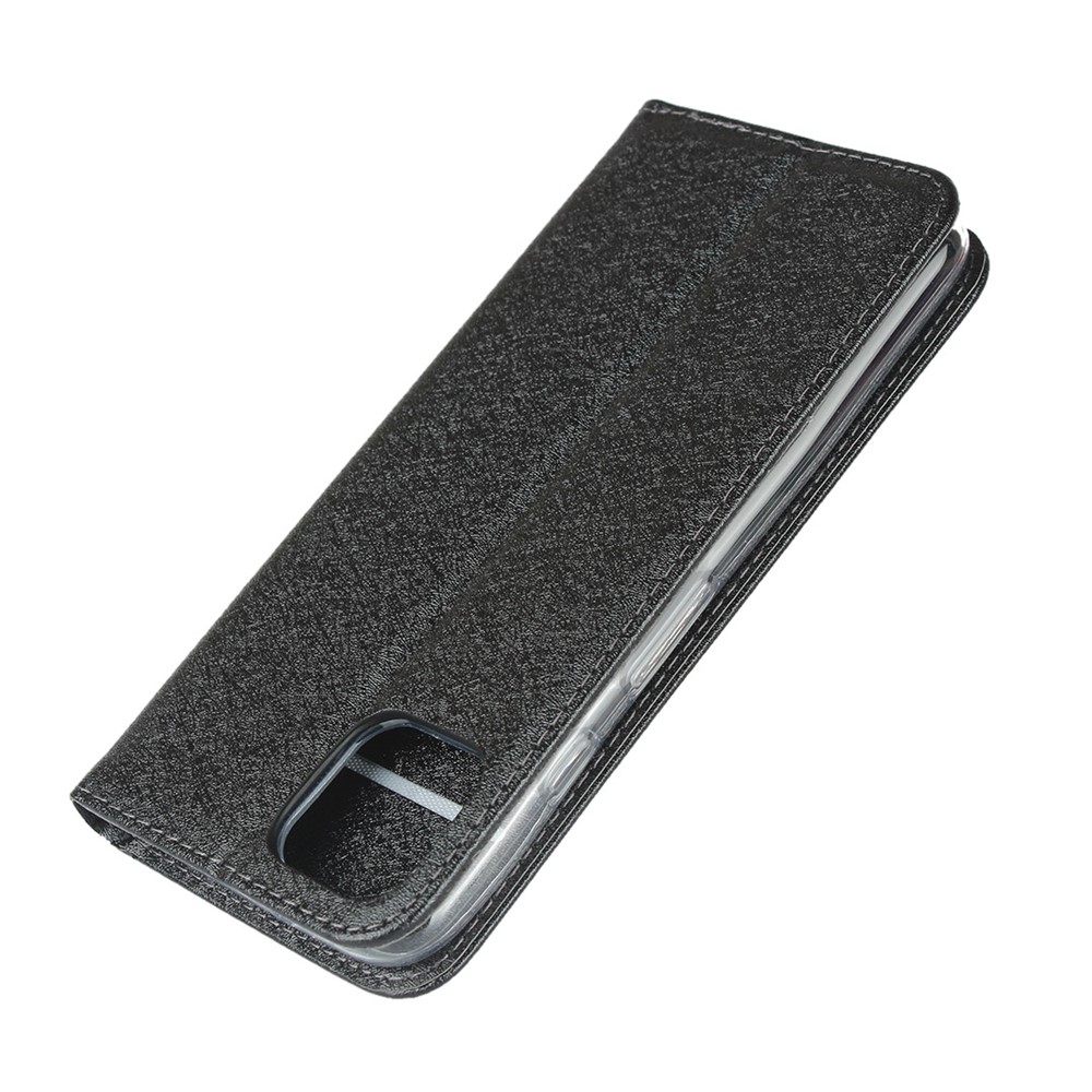 Silk Skin Leather Wallet Stand Cell Phone Case with Strap for Google Pixel 4 - Black-7