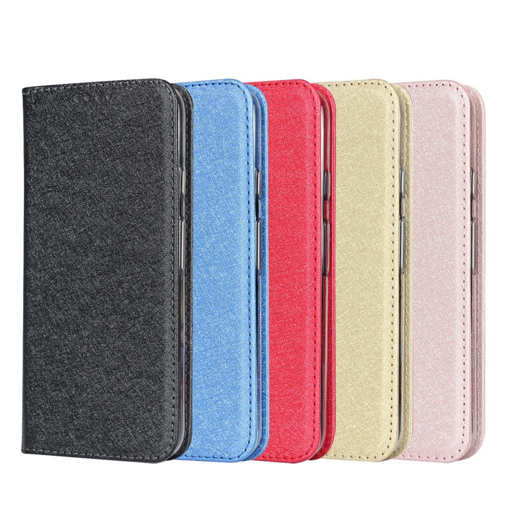 Silk Skin Leather Wallet Stand Cell Phone Case with Strap for Google Pixel 4 - Black-8