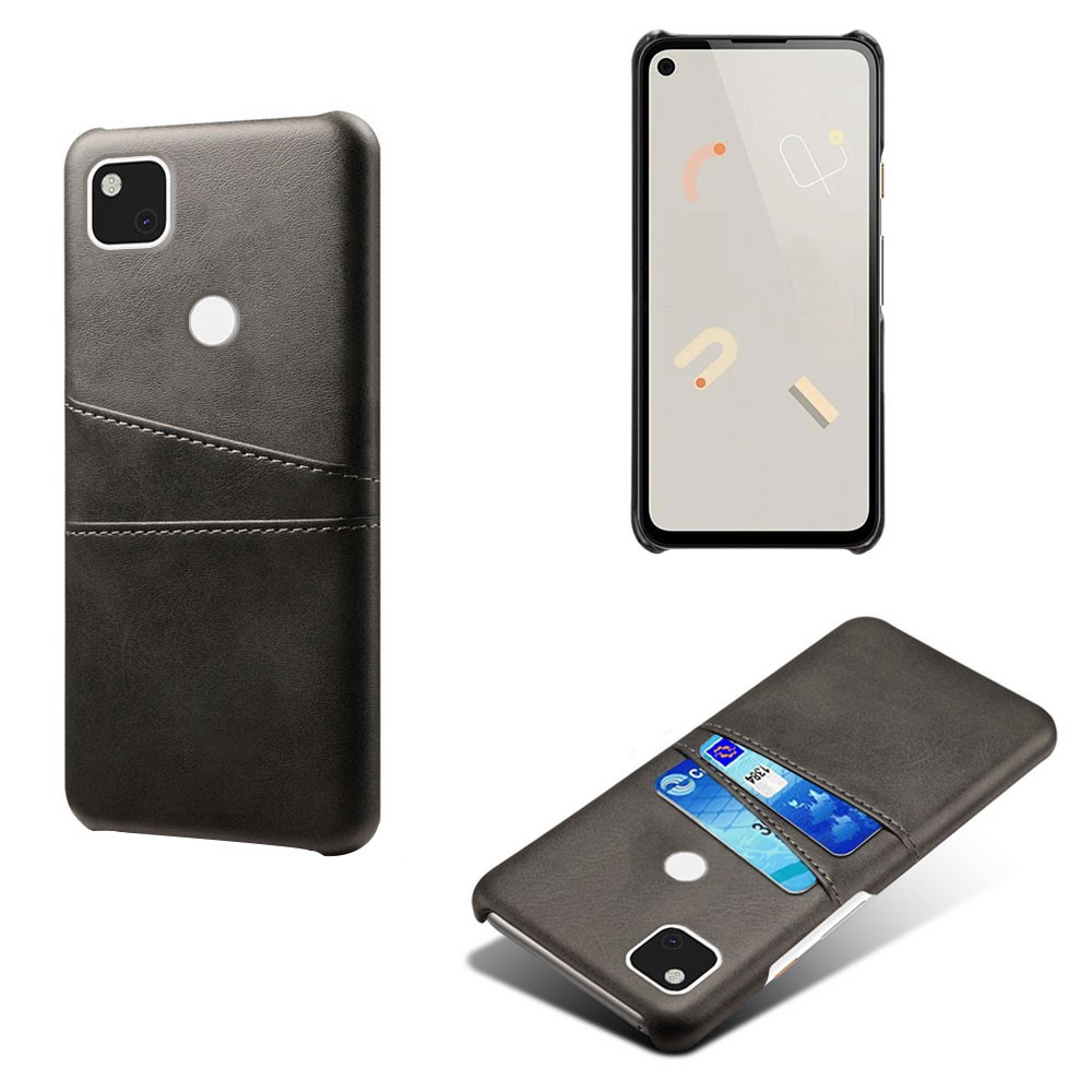 PU Leather Coated PC Double Card Slots Cell Phone Cover for Google 4A - Black-5