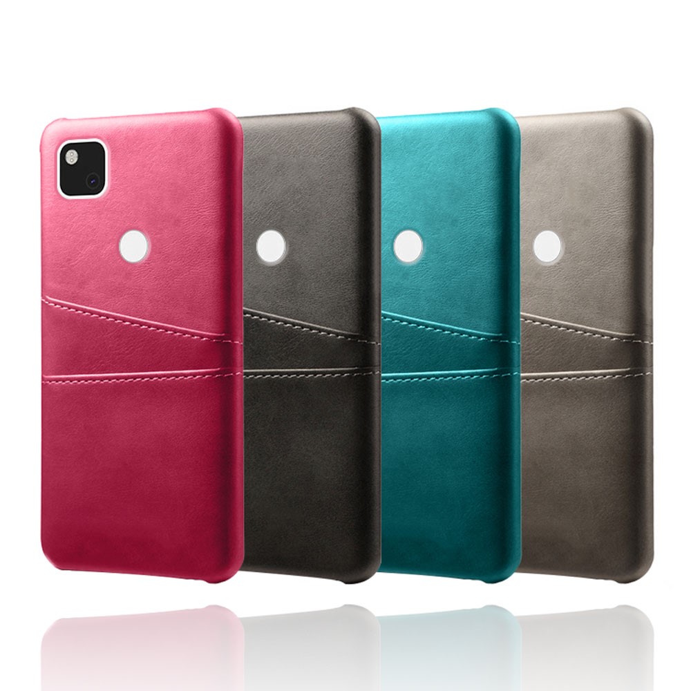 PU Leather Coated PC Double Card Slots Cell Phone Cover for Google 4A - Black-6