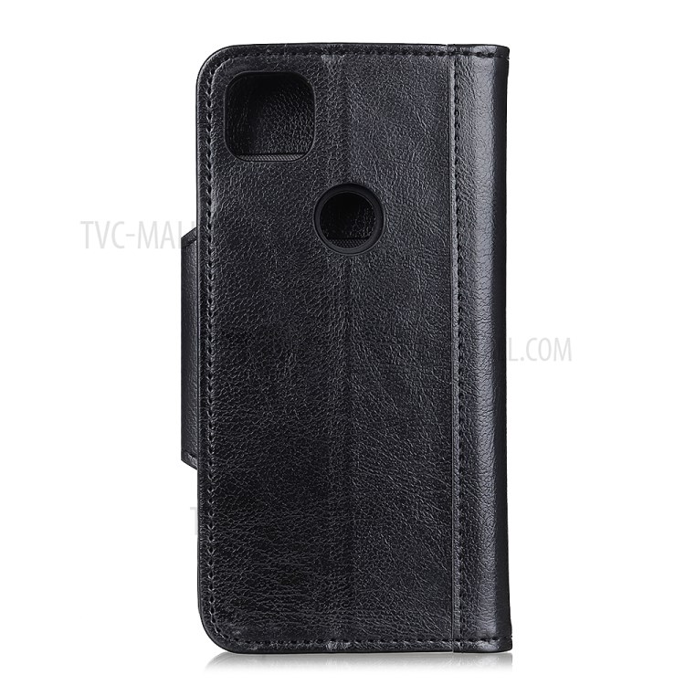 PU Leather Wallet Protective Shell for Google Pixel 4a - Black-3