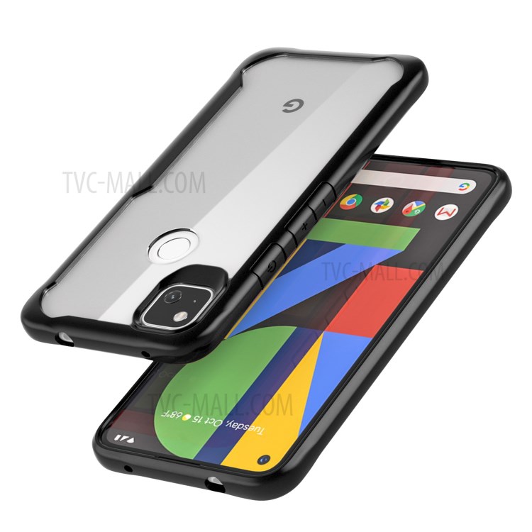 Drop-proof Combo TPU + PC Hard Mobile Phone Cover for Google Pixel 4a - Black-1