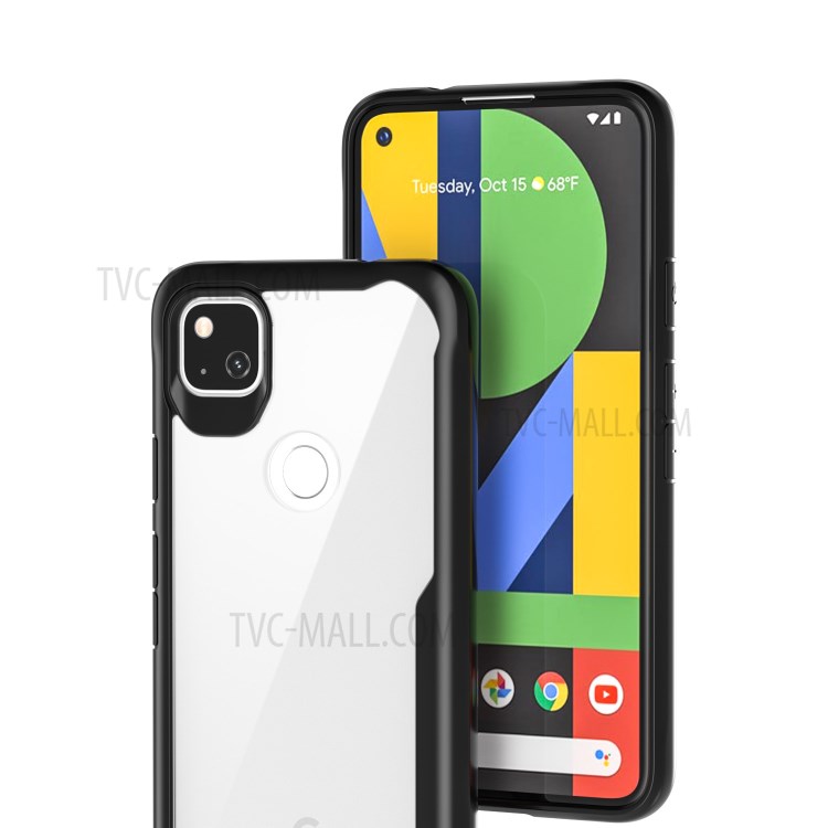 Drop-proof Combo TPU + PC Hard Mobile Phone Cover for Google Pixel 4a - Black-2