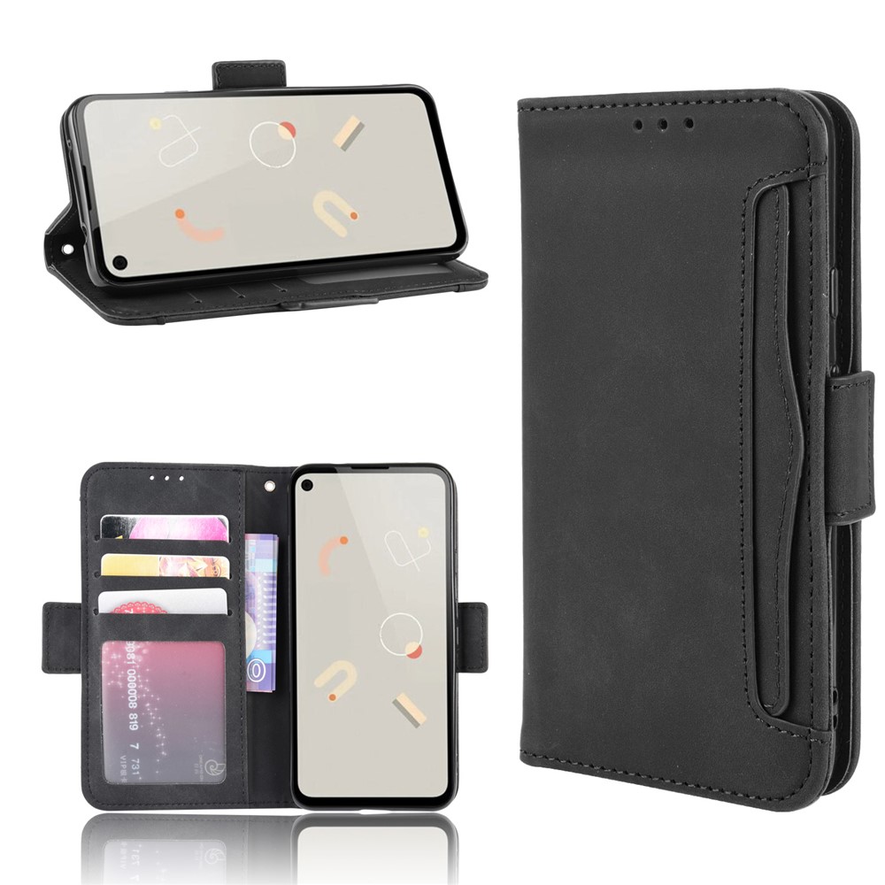 Multiple Card Slots Leather Wallet Stand Shell for Google Pixel 4A  - Black-1