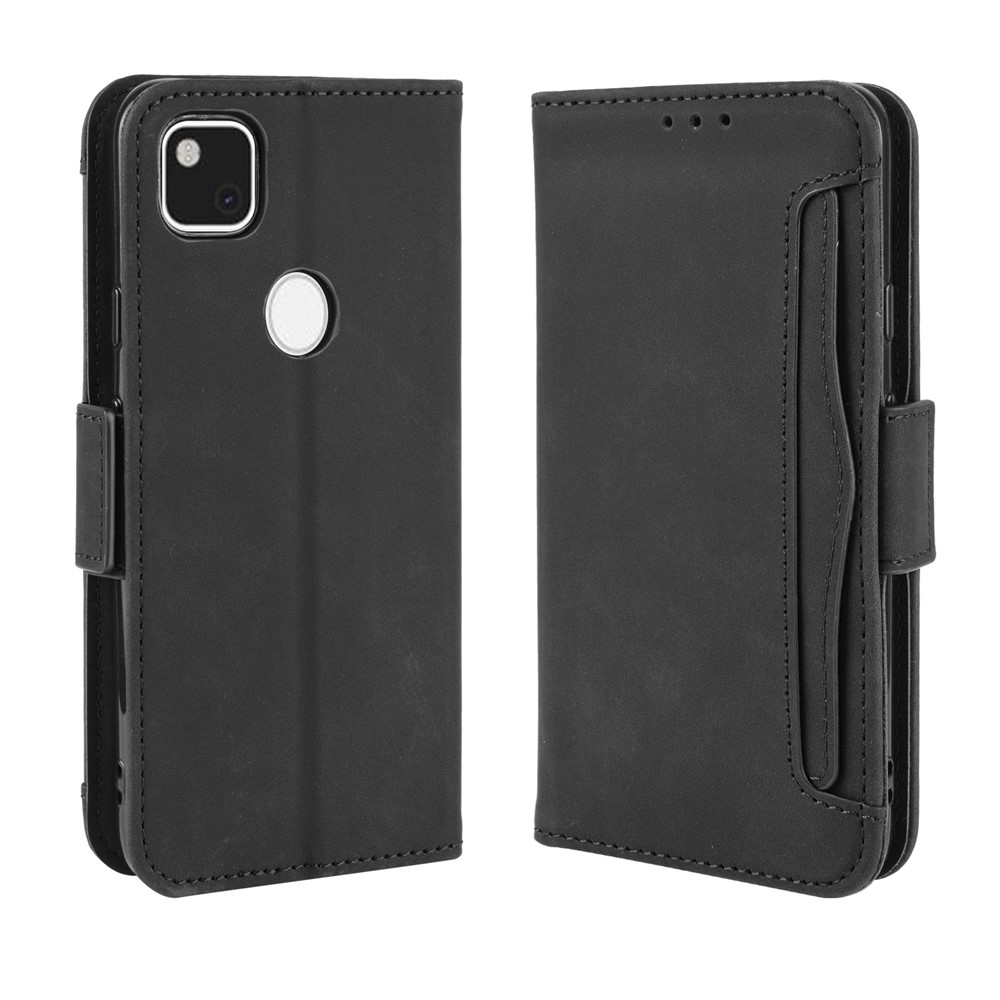 Multiple Card Slots Leather Wallet Stand Shell for Google Pixel 4A - Black-2